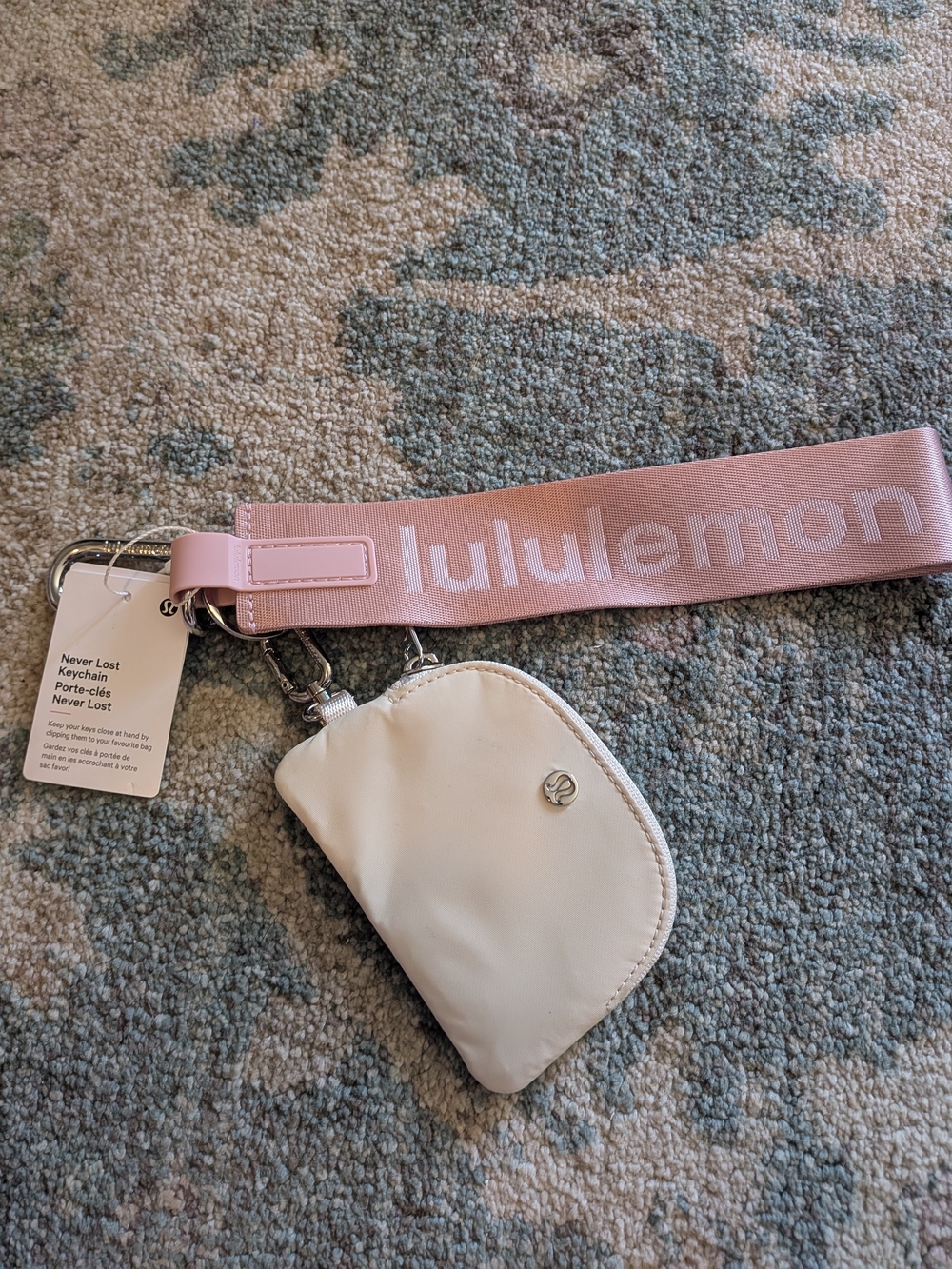 lululemon athletica Pink Strap with Cream Key & Card Holder